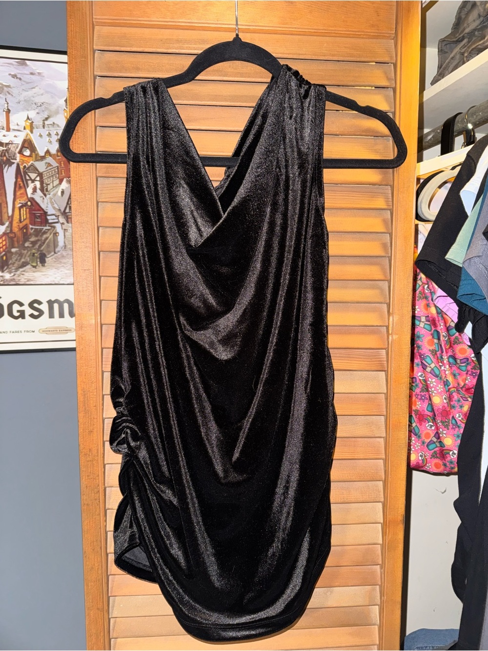 Old Navy Black Velvet Maternity Drape Tank Top